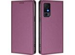 Custodia Per Telefono Cellulare Per Tcl 40 Xl, Flip Cover In Finto Cuoio Antiurto Magnetica Con Supporto Viola