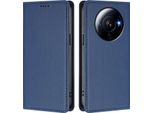 Custodia Per Xiaomi 12S Ultra, Flip Cover In Finto Cuoio Antiurto Magnetica Con Supporto Blu Scuro