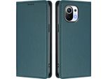 Custodia Per Xiaomi Mi 11, Flip Cover In Finto Cuoio Antiurto Magnetica Con Supporto Verde