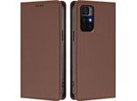 Custodia In Pelle Per Xiaomi Poco M4 Pro 5G/Redmi Note 11 5G, Flip Case Magnetico In Finto Cuoio Con Supporto Brown