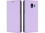 Custodia In Pelle Per Samsung Galaxy J4 2018, Flip Case Magnetico In Finto Cuoio Con Supporto Viola Chiaro