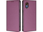 Custodia In Pelle Per Samsung Galaxy Xcover7, Flip Case Magnetico In Finto Cuoio Con Supporto Purple