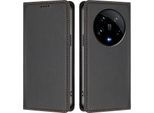 Custodia Per Xiaomi 14 Ultra, Flip Cover In Finto Cuoio Antiurto E Magnetica Con Supporto Nero