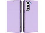 Custodia In Pelle Per Samsung Galaxy S21 5G, Flip Case Magnetico In Finto Cuoio Con Supporto Viola Chiaro