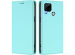 Custodia In Pelle Per Realme C25, Flip Case Magnetico In Finto Cuoio Con Supporto Verde Menta
