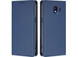 Custodia In Pelle Per Samsung Galaxy J4 2018, Flip Case Magnetico In Finto Cuoio Con Supporto Blu Scuro