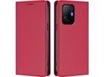 Custodia Per Xiaomi 11T / Xiaomi 11T Pro, Flip Cover In Finto Cuoio Antiurto Con Custodia Magnetica E Supporto Rosso