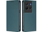 Custodia Per Telefono Cellulare Per Tcl 503, Flip Cover In Finto Cuoio Antiurto Magnetica Con Supporto Verde