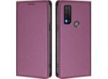 Custodia Per Telefono Cellulare Per Tcl 20R, Flip Cover In Finto Cuoio Antiurto Magnetica Con Supporto Viola