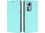 Custodia Per Xiaomi 12 Pro / 12S Pro, Flip Cover In Finto Cuoio Antiurto Magnetica Con Supporto Turchese
