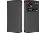 Custodia In Pelle Per Zte Nubia Z70 Ultra/Z70S Ultra, Custodia Flip Magnetica In Finto Cuoio Con Supporto Nero