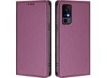 Custodia Per Telefono Cellulare Per Tcl 40R, Flip Cover In Finto Cuoio Antiurto Magnetica Con Supporto Viola
