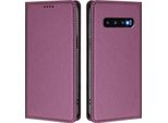 Custodia In Pelle Per Samsung Galaxy S10, Flip Case Magnetico In Finto Cuoio Con Supporto Viola