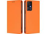 Custodia Per Telefono Cellulare Per Tcl 40 Se, Flip Cover In Finto Cuoio Antiurto Magnetica Con Supporto Arancione