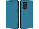 Custodia In Pelle Per Samsung Galaxy A53 5G, Flip Case Magnetico In Finto Cuoio Con Supporto Lake Blu