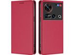 Custodia In Pelle Per Zte Nubia Z70 Ultra/Z70S Ultra, Custodia Magnetica In Finto Cuoio Con Supporto Rosso