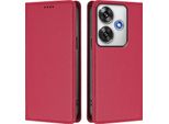Custodia In Pelle Per Xiaomi Poco F6, Custodia Magnetica In Finto Cuoio Con Supporto Rosso