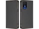 Custodia Per Telefono Cellulare Per Vodafone Smart M25/TCL 501, Flip Cover In Finto Cuoio Antiurto Magnetica Con Supporto Nero
