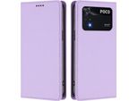 Custodia Per Xiaomi Poco M4 Pro 4G, Custodia Magnetica Antiurto Con Supporto In Finto Cuoio Flip Cover Viola