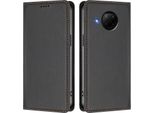 Custodia Per Xiaomi Mi 10T Lite, Flip Cover In Finto Cuoio Antiurto E Magnetica Con Supporto Nero