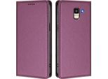 Custodia Per Telefono Cellulare Per Samsung Galaxy J6 2018,Poliuretanoleather Flip Cover Custodia Magnetica Antiurto Con Supporto Viola