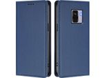 Custodia In Pelle Per Samsung Galaxy A8 2018, Flip Case Magnetico In Finto Cuoio Con Supporto Blu Scuro