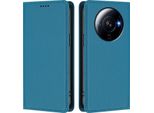 Custodia Per Xiaomi 12S Ultra, Flip Cover In Finto Cuoio Antiurto E Magnetica Con Supporto Blu