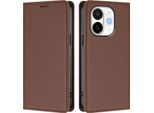 Custodia In Pelle Per Tecno Spark 30C 5G/Pop 9 5G, Custodia Flip Magnetica In Finto Cuoio Con Supporto Marrone