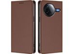 Custodia In Pelle Per Xiaomi Poco F7 Pro/F7 Ultra, Custodia Flip Magnetica In Finto Cuoio Con Supporto Marrone
