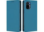 Custodia Per Telefono Cellulare Per Xiaomi Redmi Note 10S/Note 10 4G, Flip Cover In Finto Cuoio Antiurto Magnetica Con Supporto Blu