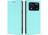 Custodia In Pelle Per Xiaomi Poco M4 Pro 4G, Custodia Magnetica In Finto Cuoio Flip Con Supporto Verde Menta