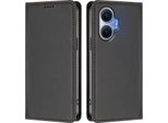 Custodia In Pelle Per Xiaomi Poco F7/Redmi Turbo 4 Pro, Custodia Flip Magnetica In Finto Cuoio Con Supporto Nero