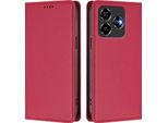 Custodia In Pelle Per Zte Blade V60 Vita/V60 Design/Axon 60 Lite, Custodia Flip Magnetica In Finto Cuoio Con Supporto Rosso
