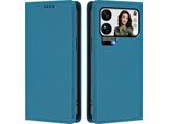 Custodia Per Xiaomi 17 Pro Max, Flip Cover In Finto Cuoio Antiurto E Magnetica Con Supporto Blu