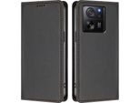 Custodia Per Xiaomi 13T / Xiaomi 13T Pro, Flip Cover In Finto Cuoio Antiurto Magnetica Con Supporto Nero