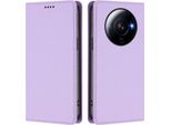 Custodia Per Xiaomi 12S Ultra, Flip Cover In Finto Cuoio Antiurto E Magnetica Con Supporto Viola