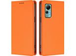 Custodia Per Telefono Cellulare Per Ulefone Note 14, Flip Cover In Finto Cuoio Antiurto Magnetica Con Supporto Arancione