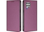 Custodia In Pelle Per Samsung Galaxy A22 4G, Flip Case Magnetico In Finto Cuoio Con Supporto Viola