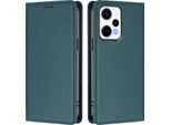 Custodia Per Xiaomi Poco F5/Redmi Note 12 Turbo 5G, Flip Cover In Finto Cuoio Antiurto Magnetica Con Supporto Verde