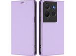 Custodia Per Telefono Cellulare Per Tcl 503, Flip Cover In Finto Cuoio Antiurto Magnetica Con Supporto Viola