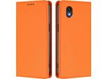 Custodia Per Telefono Cellulare Per Tcl 201, Flip Cover In Finto Cuoio Antiurto Custodia Magnetica Con Supporto Arancione