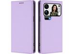 Custodia Per Xiaomi 17 Pro Max, Flip Cover In Finto Cuoio Antiurto E Magnetica Con Supporto Viola