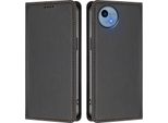 Custodia In Pelle Per Sharp Aquos Wish5, Custodia Flip Magnetica In Finto Cuoio Con Supporto Nero