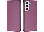 Custodia In Pelle Per Samsung Galaxy S22 5G, Flip Case Magnetico In Finto Cuoio Con Supporto Purple