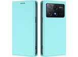 Custodia In Pelle Per Xiaomi Poco X6 Pro, Custodia Magnetica In Finto Cuoio Flip Con Supporto Verde Menta