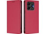 Custodia In Pelle Per Zte Axon 60/Blade V60/Nubia V60, Custodia Magnetica In Finto Cuoio Flip Con Supporto Rosso