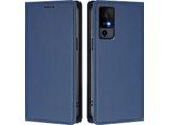 Custodia Per Telefono Cellulare Per Tcl 40R, Flip Cover In Finto Cuoio Antiurto Magnetica Con Supporto Blu Scuro