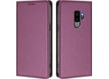Custodia In Pelle Per Samsung Galaxy S9 Plus, Flip Case Magnetico In Finto Cuoio Con Supporto Viola