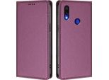 Custodia Per Xiaomi Redmi Note 7/Note 7 Pro, Flip Cover In Finto Cuoio Antiurto Magnetica Con Supporto Viola