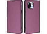 Custodia In Pelle Per Xiaomi Mi 11 Lite, Custodia Magnetica In Finto Cuoio Con Supporto Viola